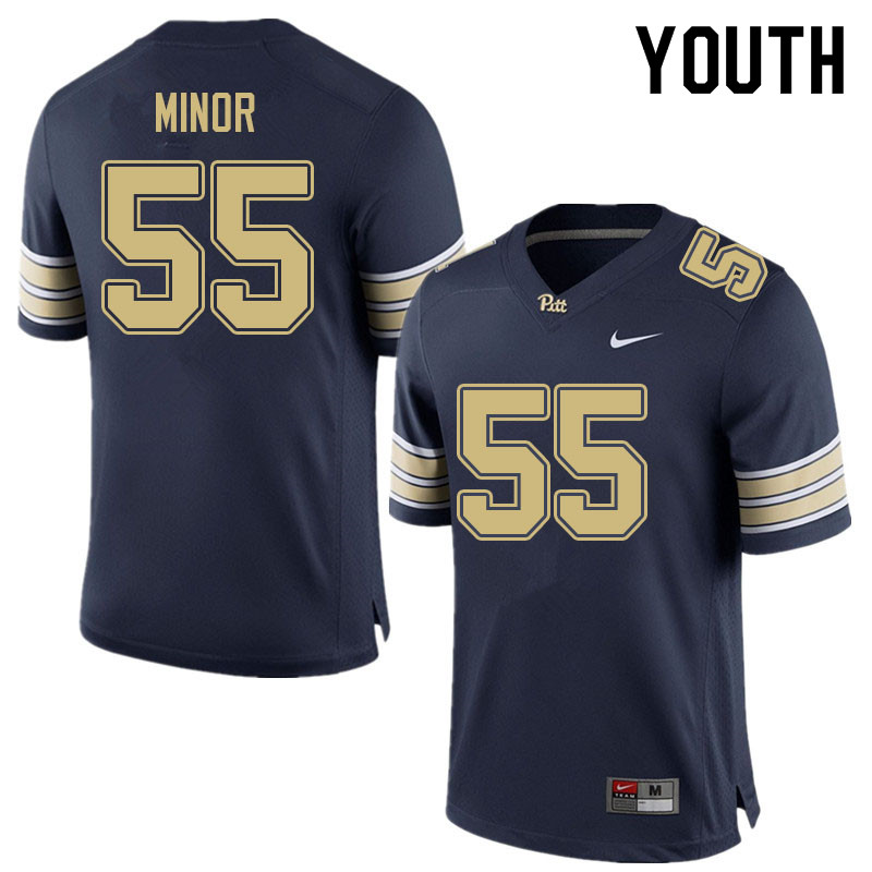 Youth #55 Marcus Minor Pitt Panthers College Football Jerseys Sale-Navy